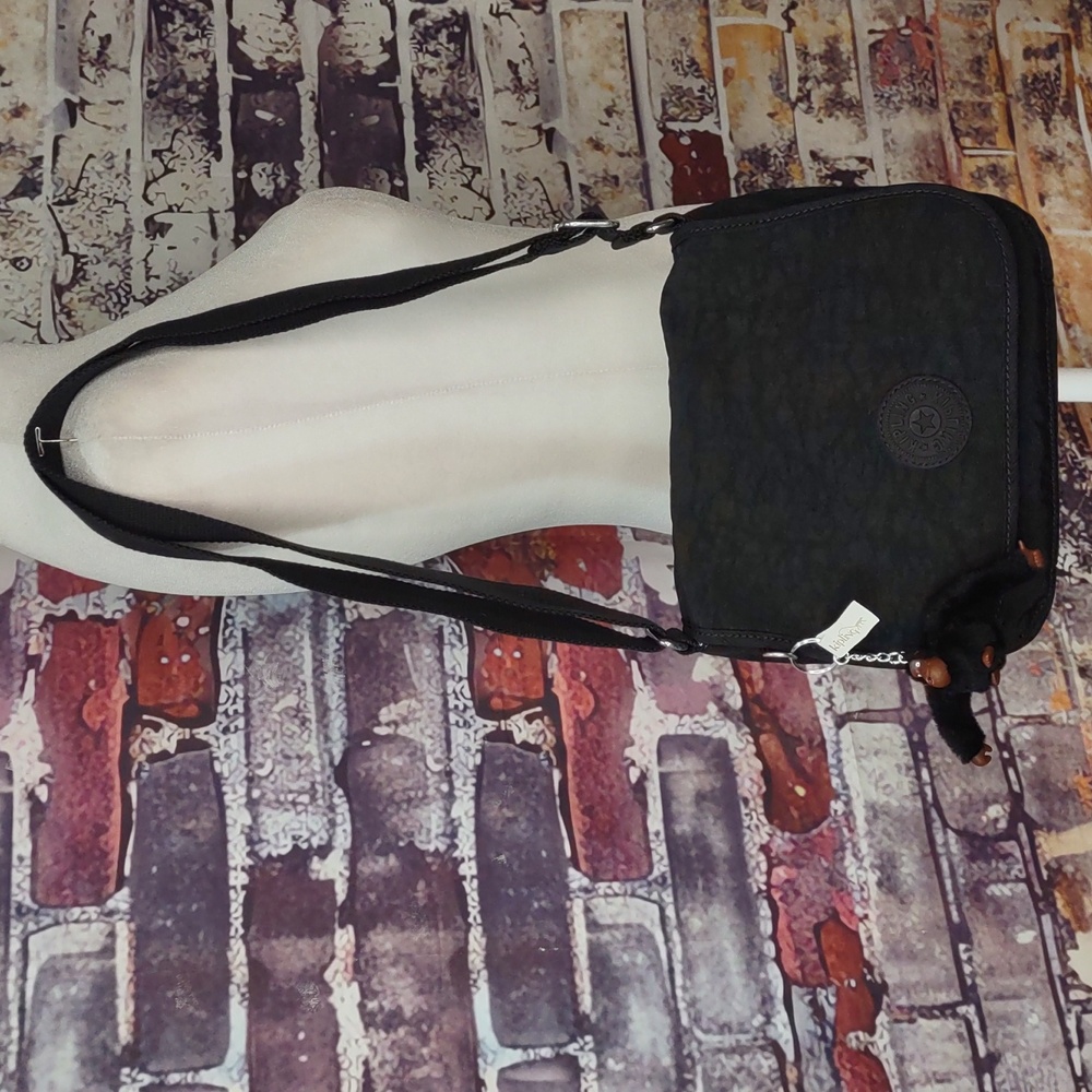 Kipling Black Small Crossbody Bag with Monkey Charm